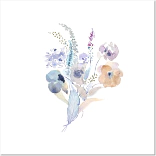 abstract pale purple flowers watercolor Posters and Art